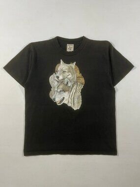 Vintage 90s Aloe Wolves Chief Seattle Quote Nature Graphic Tee L Made in USA